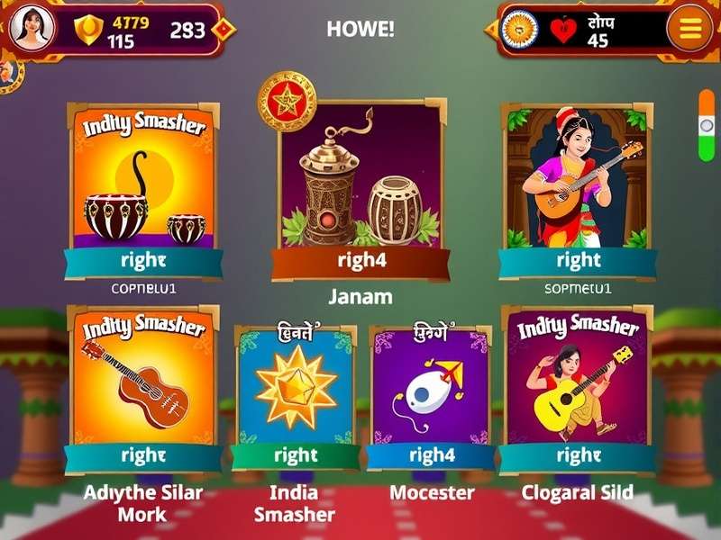 Mighty Sitar Smasher localization features showing different Indian cultural elements